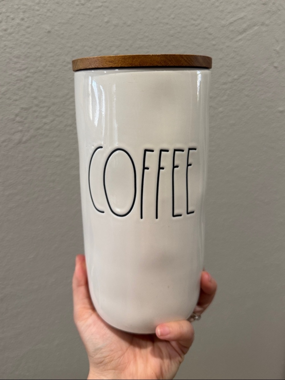 Rae Dunn White Coffee Canister with Wood Lid